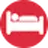 Red circle with a white bed icon inside.