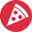 Red circle icon with a pizza slice featuring three pepperoni slices.