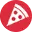 Red circle icon with a pizza slice featuring three pepperoni slices.