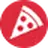 Red circle icon with a pizza slice featuring three pepperoni slices.