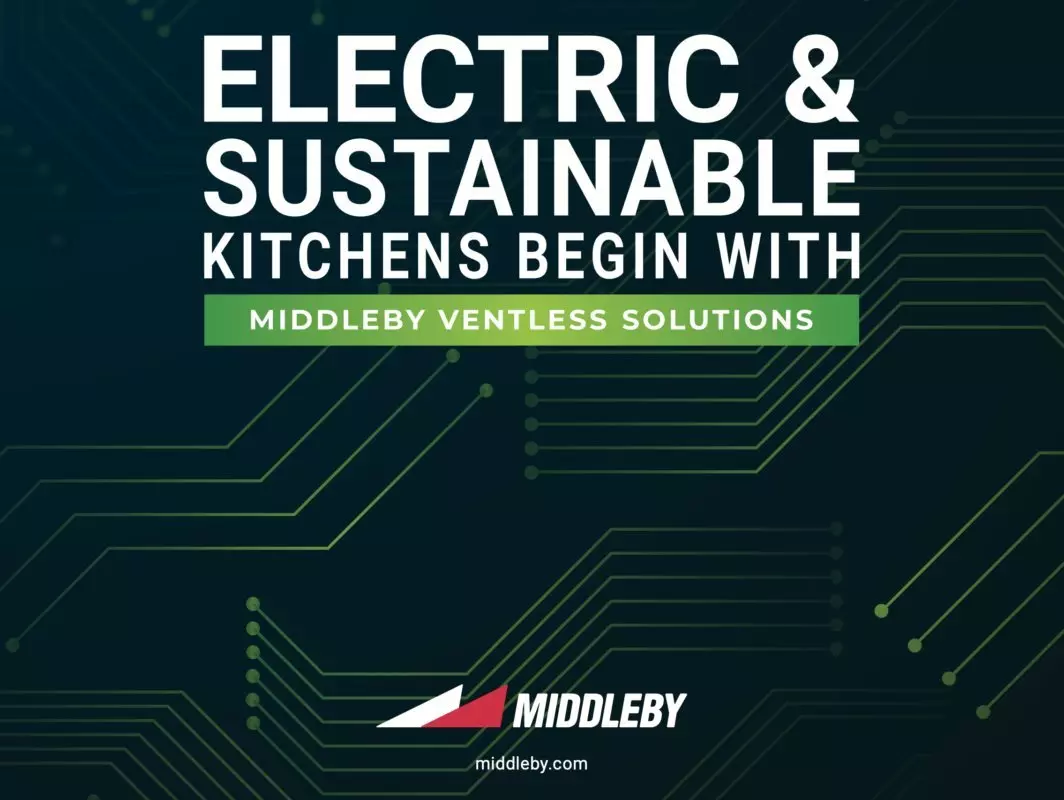 Text promoting Middleby ventless solutions for electric and sustainable kitchens.