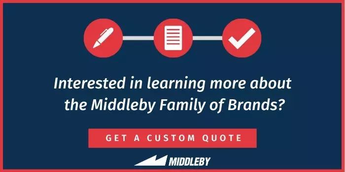 Middleby ad with icons and text about getting a custom quote.