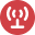 Icon showing red circle with a white radio tower symbol inside.