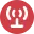 Icon showing red circle with a white radio tower symbol inside.
