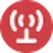 Icon showing red circle with a white radio tower symbol inside.