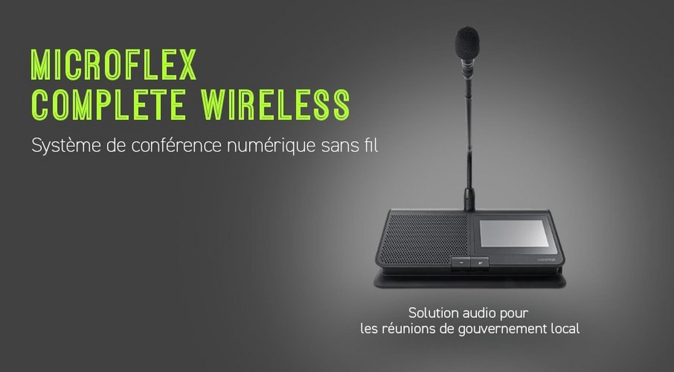 un microphone avec un haut-parleur et les mots microflex complete wireless 