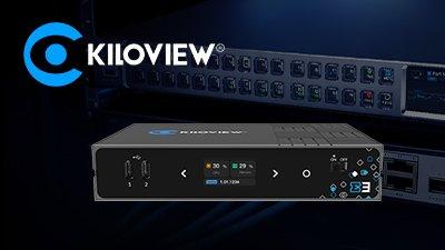 Kiloview logo with AV-over-IP and NDI®-based video transmission