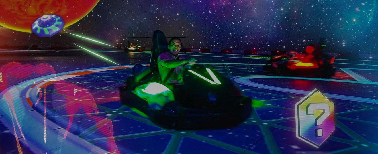 a video game with a car racing around a track