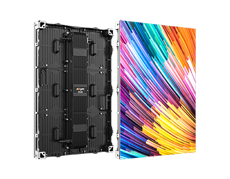 two different types of led screens with colorful designs
