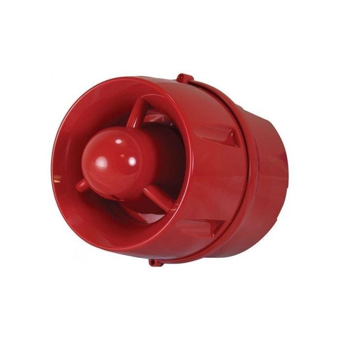 a red plastic fan with a red plastic cover