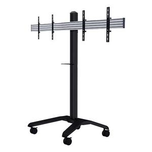 B-Tech AV Mounts Twin Screen VC Trolley with Webcam Shelf (VESA 400) - 1.6m 50mm Poles