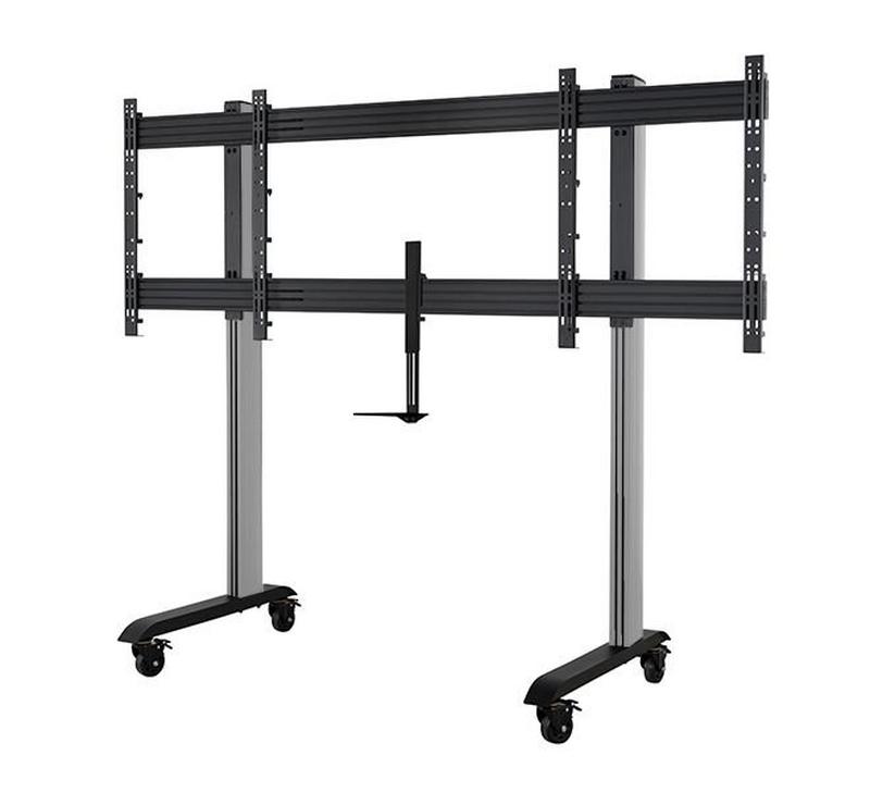 B-Tech AV Mounts SYSTEM X - XL Twin Screen VC Trolley with Webcam Shelf for 65-75" VESA 600x800