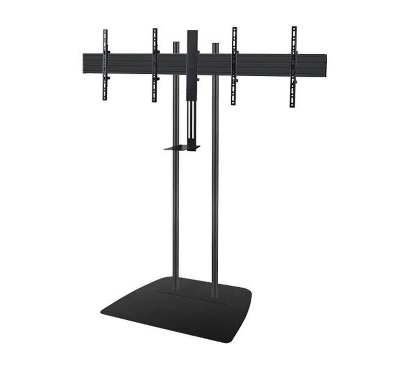 B-Tech AV Mounts SYSTEM X - Twin Screen VC Floor Trolley with Webcam Shelf for 75-86" VESA 1000x801