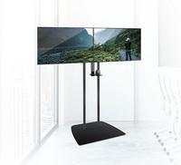 B-Tech AV Mounts SYSTEM X - Twin Screen VC Floor Trolley with Webcam Shelf for 75-86" VESA 1000x801