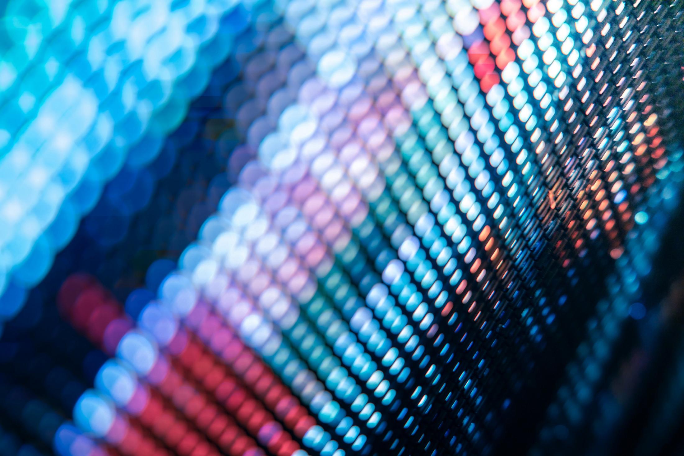 a close up of a colorful screen with a bunch of dots