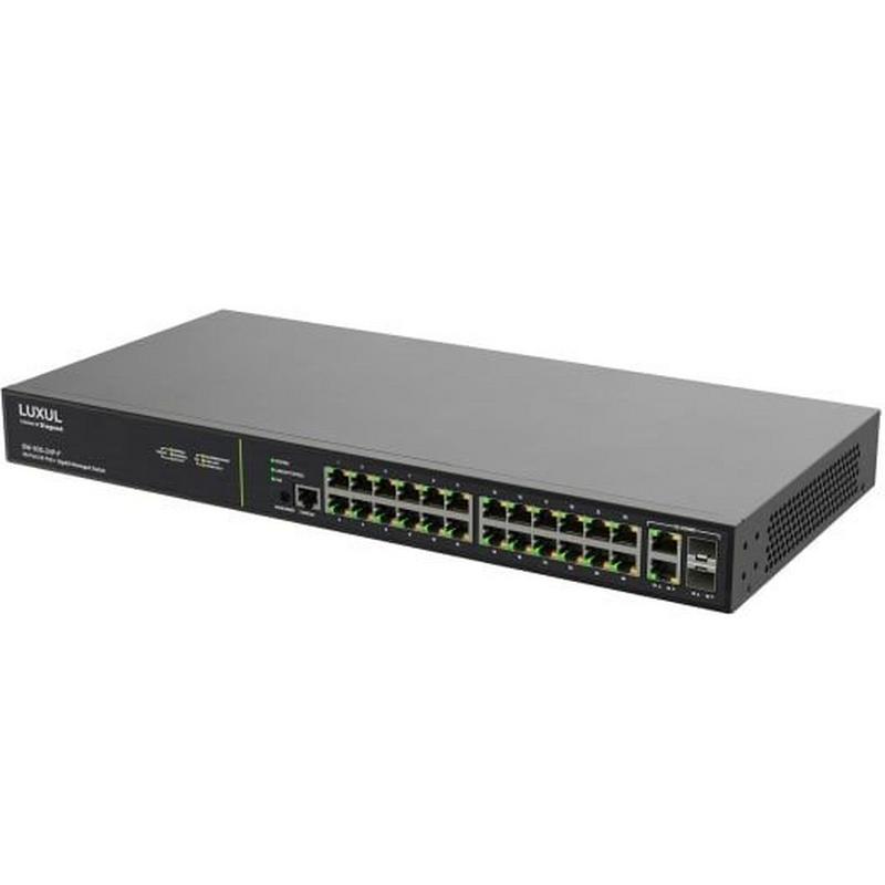 Luxul SW-505-24P-F-E (Frontport) 370W PoE+,  24x 1G, 2x SFP 1G, MS, SW-Serie