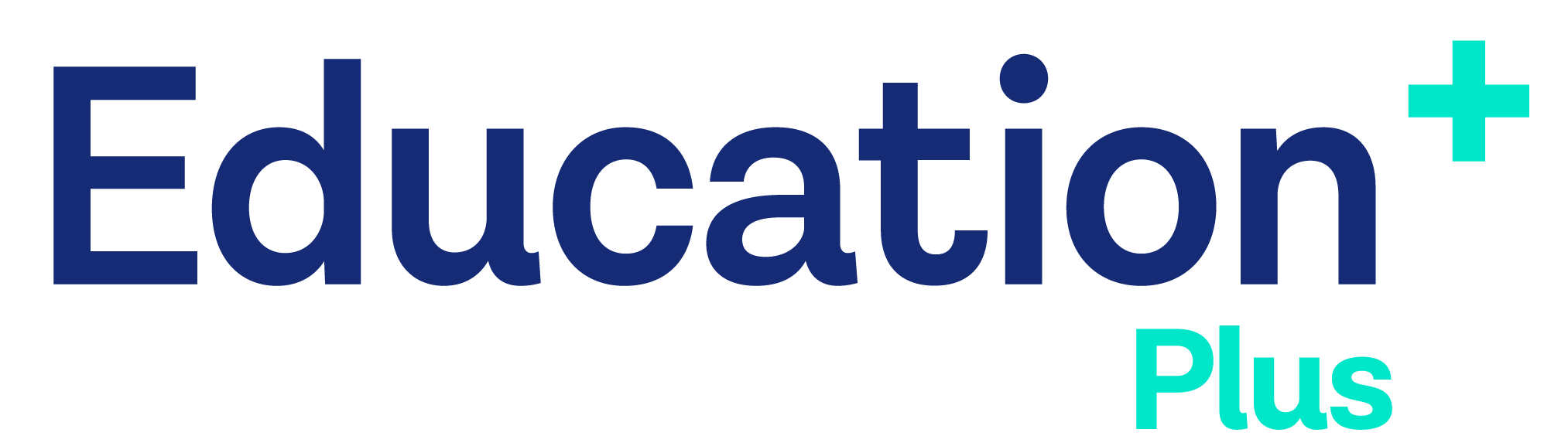 a blue and green logo with the words education plus