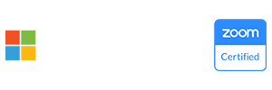 microsoft zoom certified logo and a zoom logo