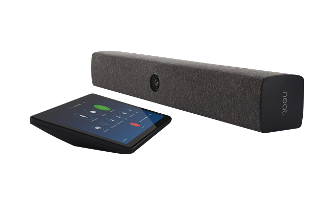 a speaker system with a tablet on top of it