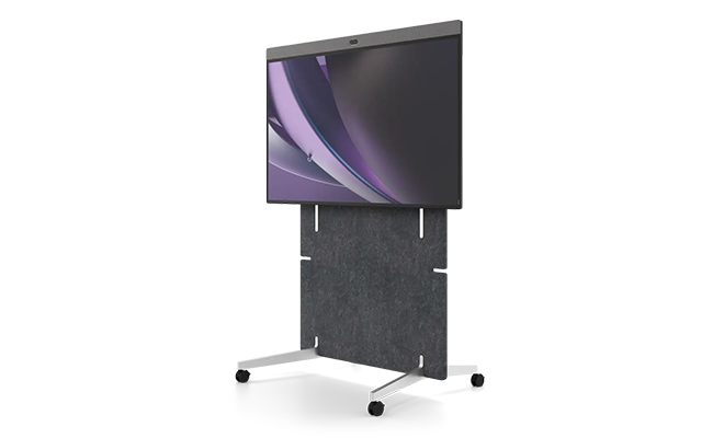 a flat screen television on a stand with a grey background