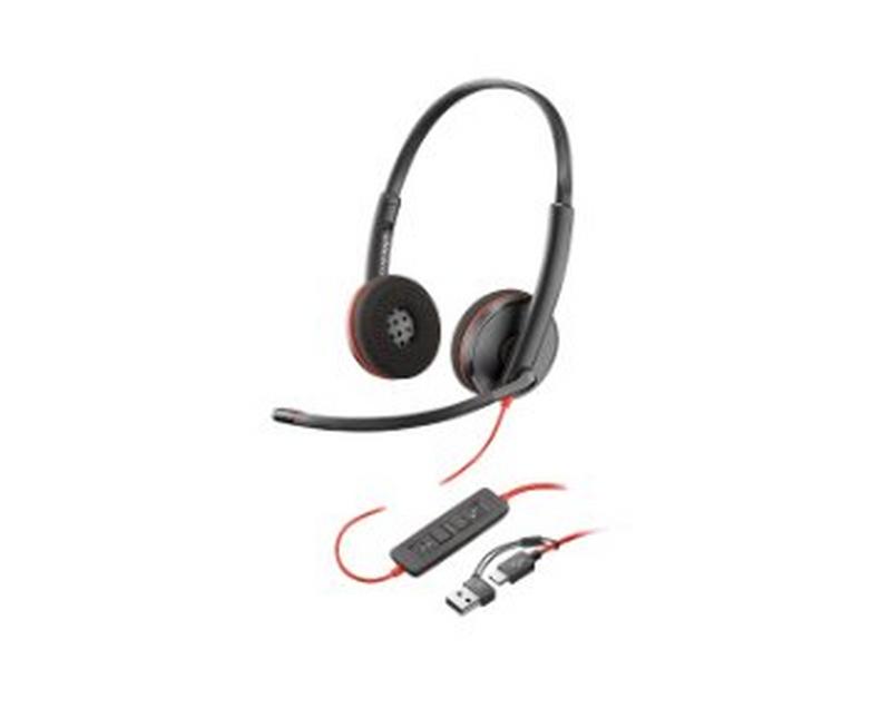 Poly Blackwire 3210 Monaural USB-C Headset +USB-C/A Adapter