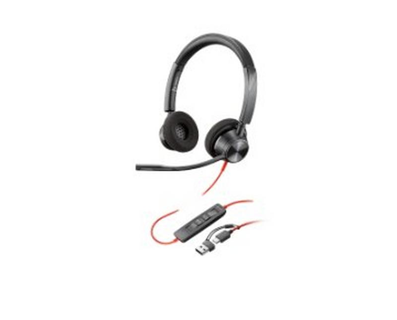 Poly Blackwire 3320 Stereo USB-C Headset +USB-C/A Adapter