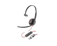Poly Blackwire 3210 Monaural USB-C Black Headset +USB-C/A Adapter (Bulk)