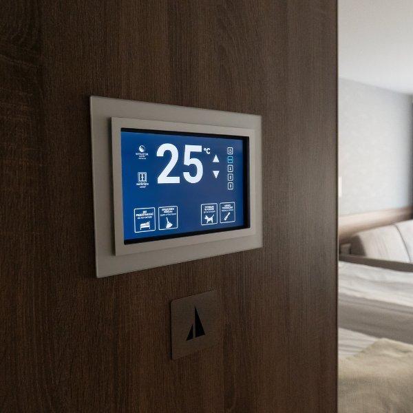 digital control panel in a hotel room