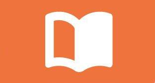 a book icon on an orange background