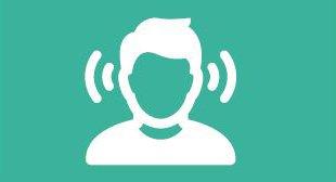 a man with a headset icon on a green background