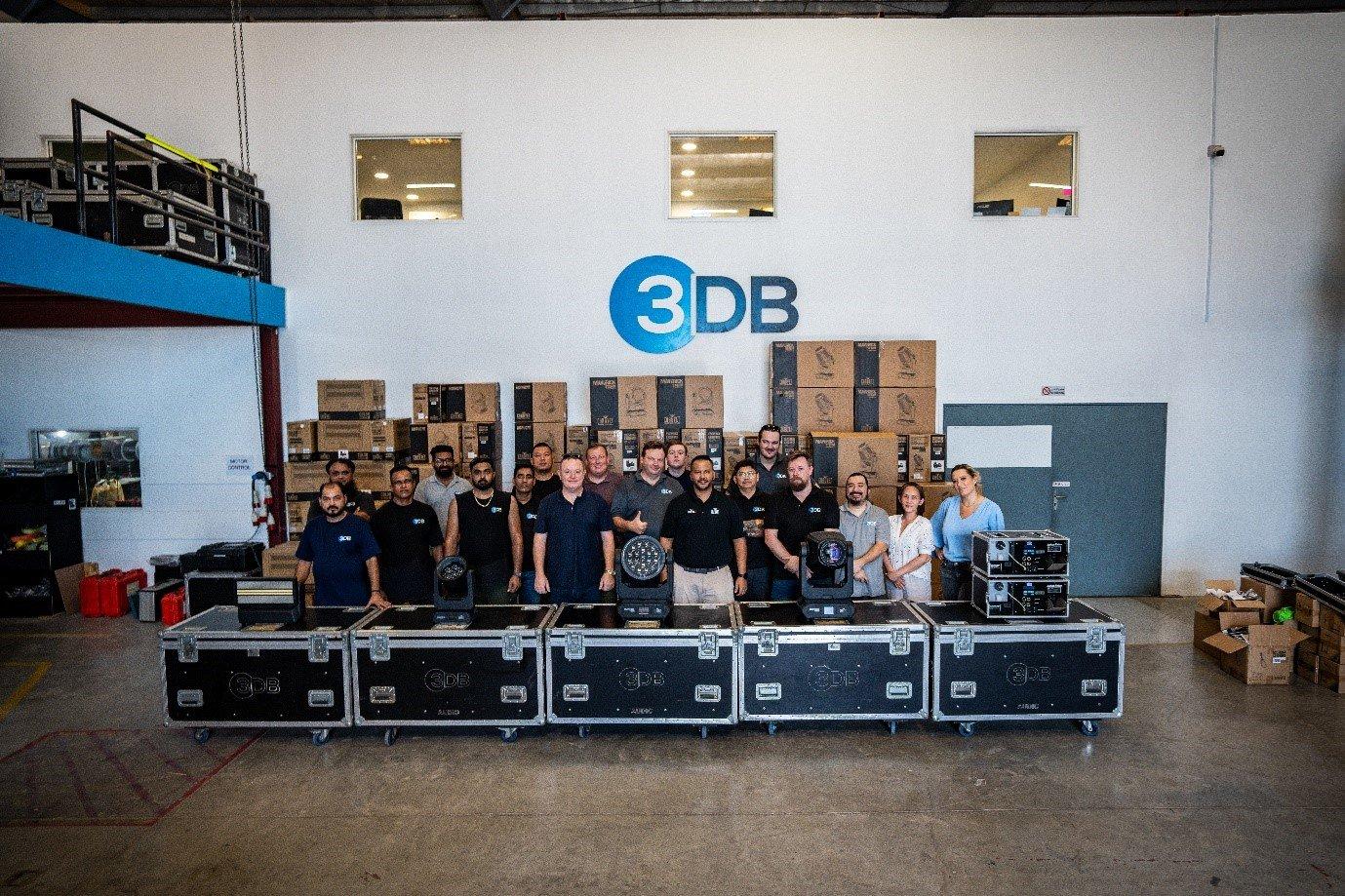 a group of people standing in front of a large case