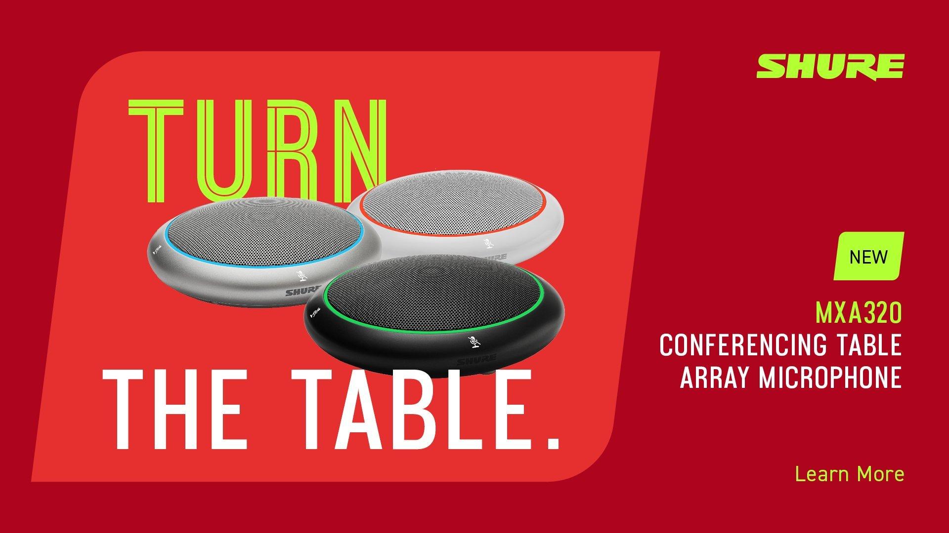 Shure presenta MXA320 Microfono Array da Tavolo