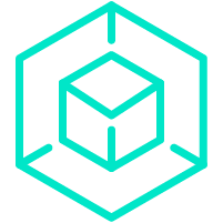 a green cube with a blue outline on it