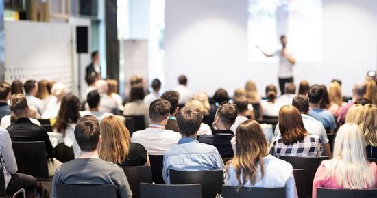 Conference training presentation crowd