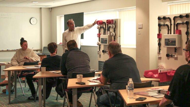 Staff undergoing fire training