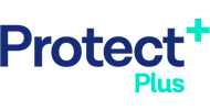 a logo for protect plus with a blue and green background a logo for protect plus with a blue and green background
