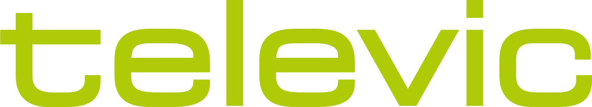 a green logo with the word televic on it