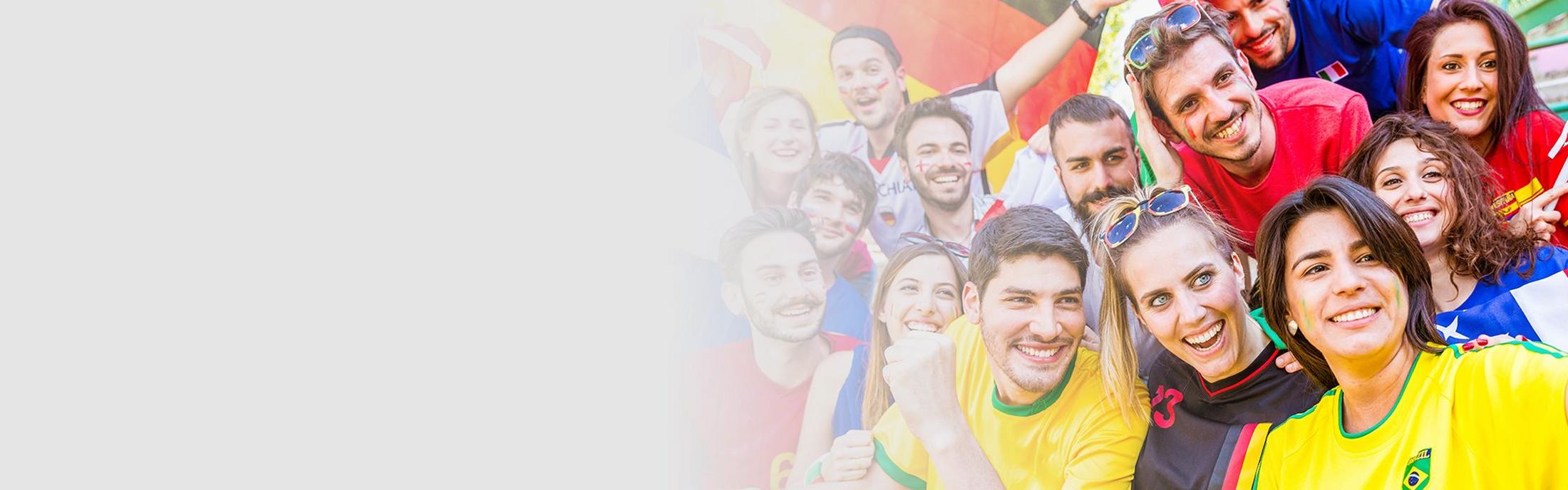 Excited football fans in a stadium environment