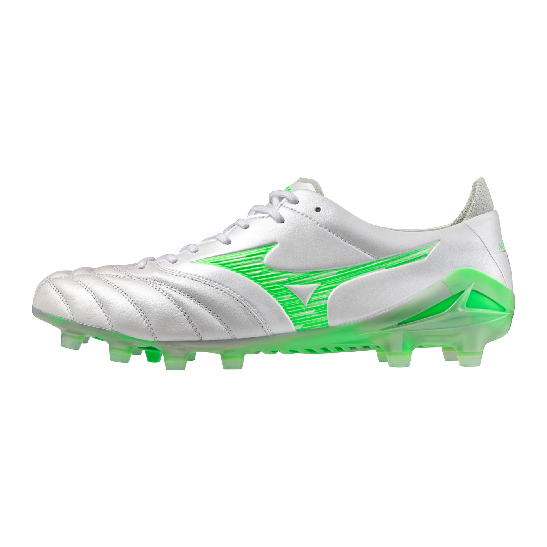Mizuno Morelia ホワイト/グリーン サッカーシューズ Morelia Neo IV FG Firm Ground Made in Japan KL Soccer Cleat, White
