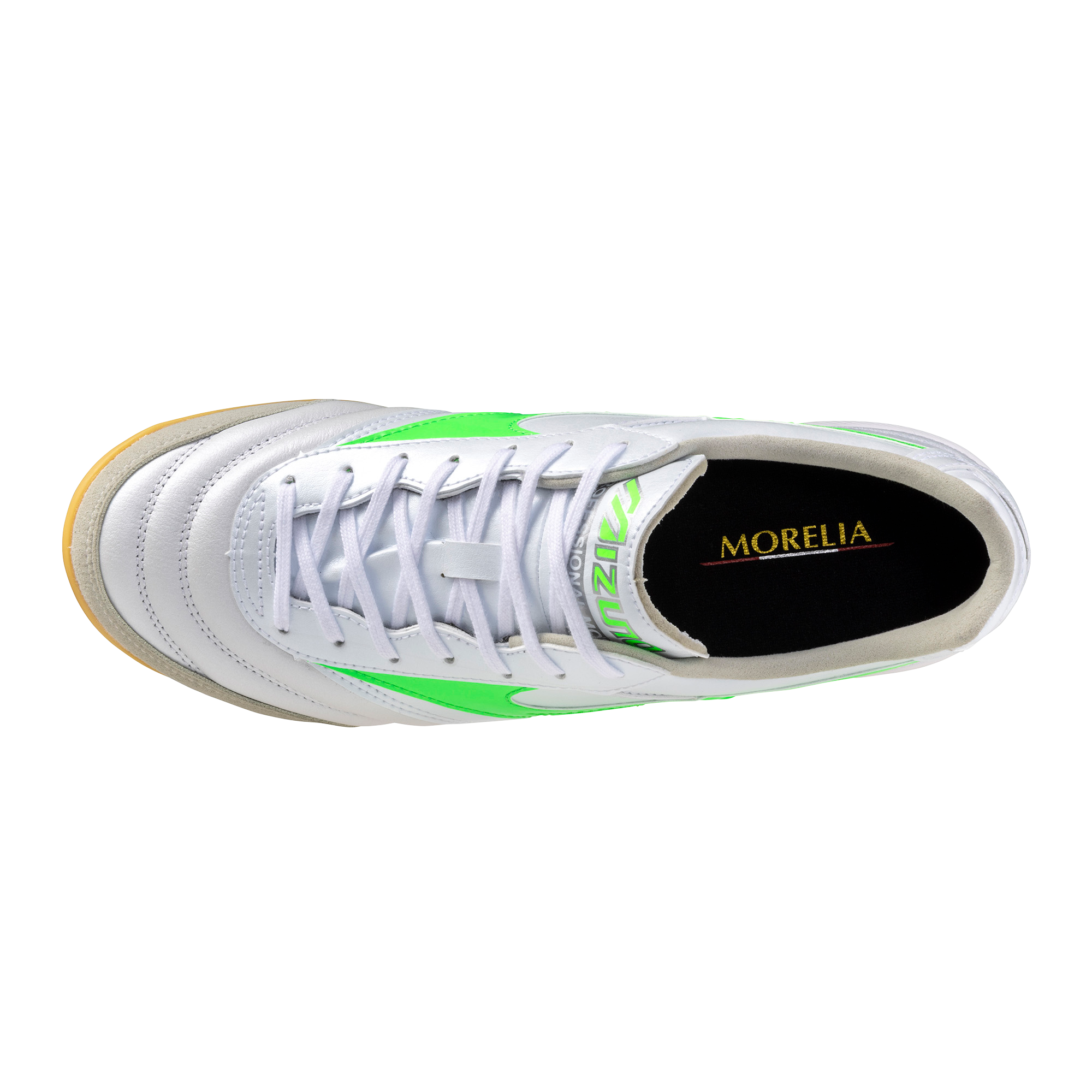 Morelia Sala Elite IN Indoor Soccer Shoe, White/Neon Green