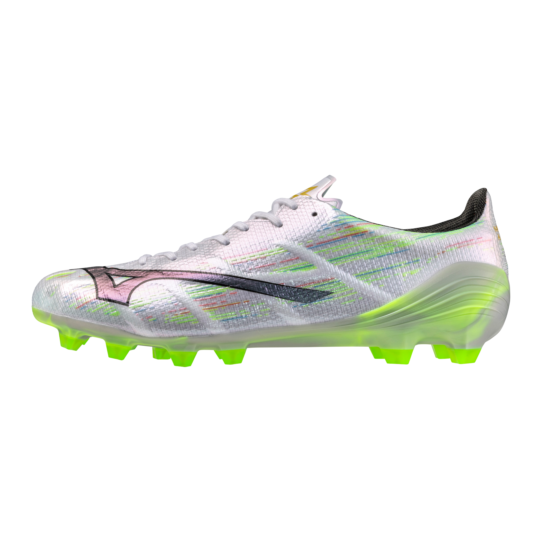 Mizuno Alpha II Elite FG Firm Ground Soccer Cleat, White/Neon