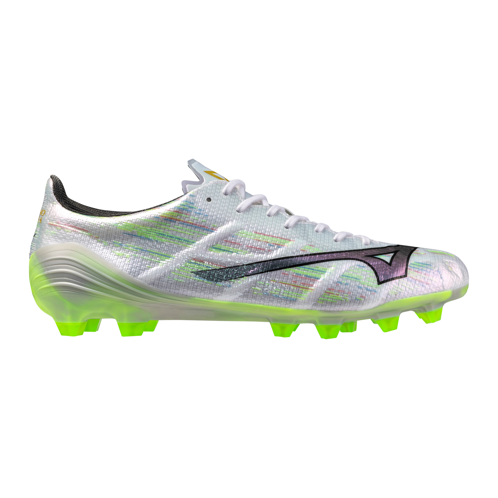 Mizuno Alpha II Elite FG Firm Ground Soccer Cleat, White/Neon