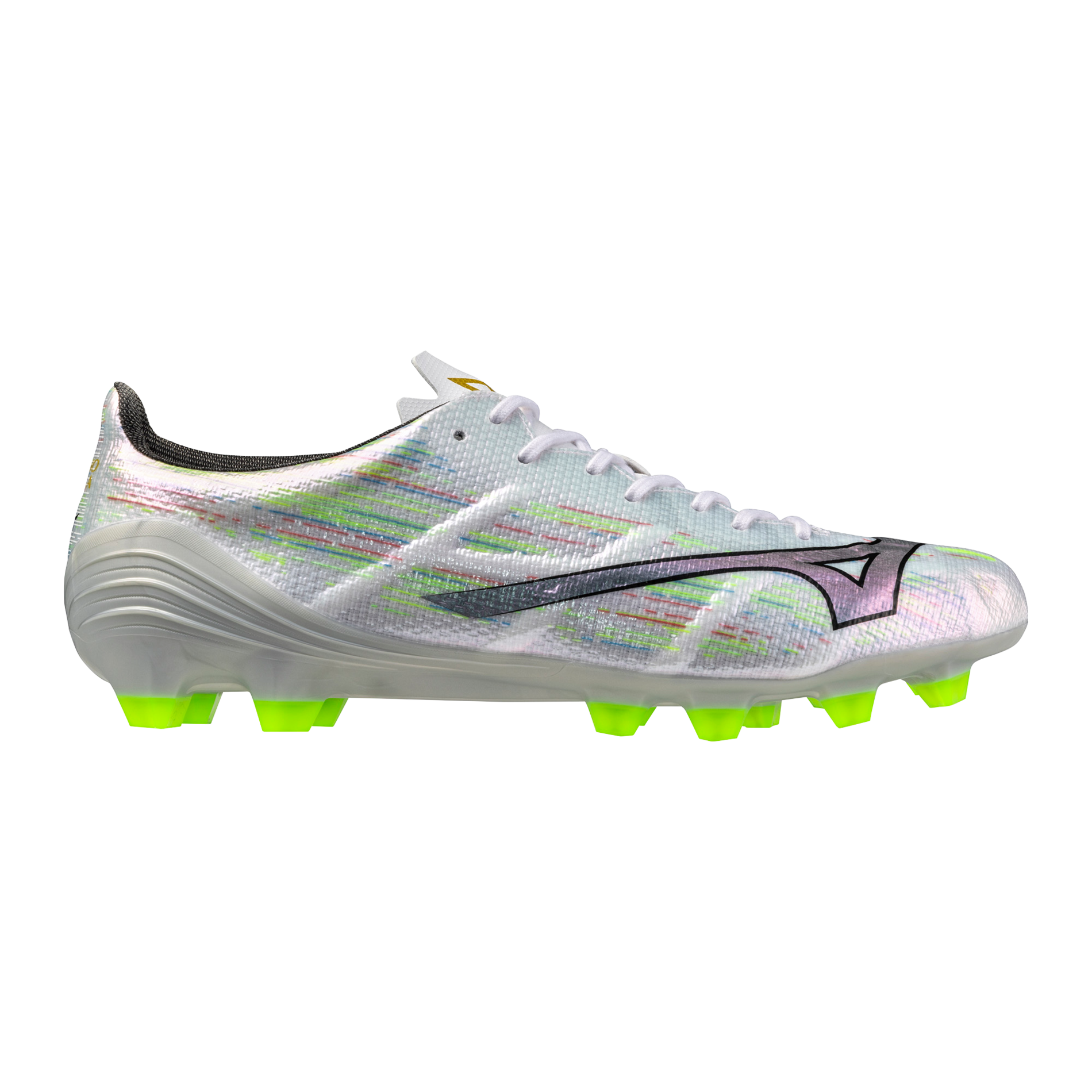Mizuno Alpha II Pro FG Firm Ground Soccer Cleat, White/Neon Green