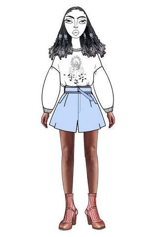 Belted Paperbag Denim Shorts