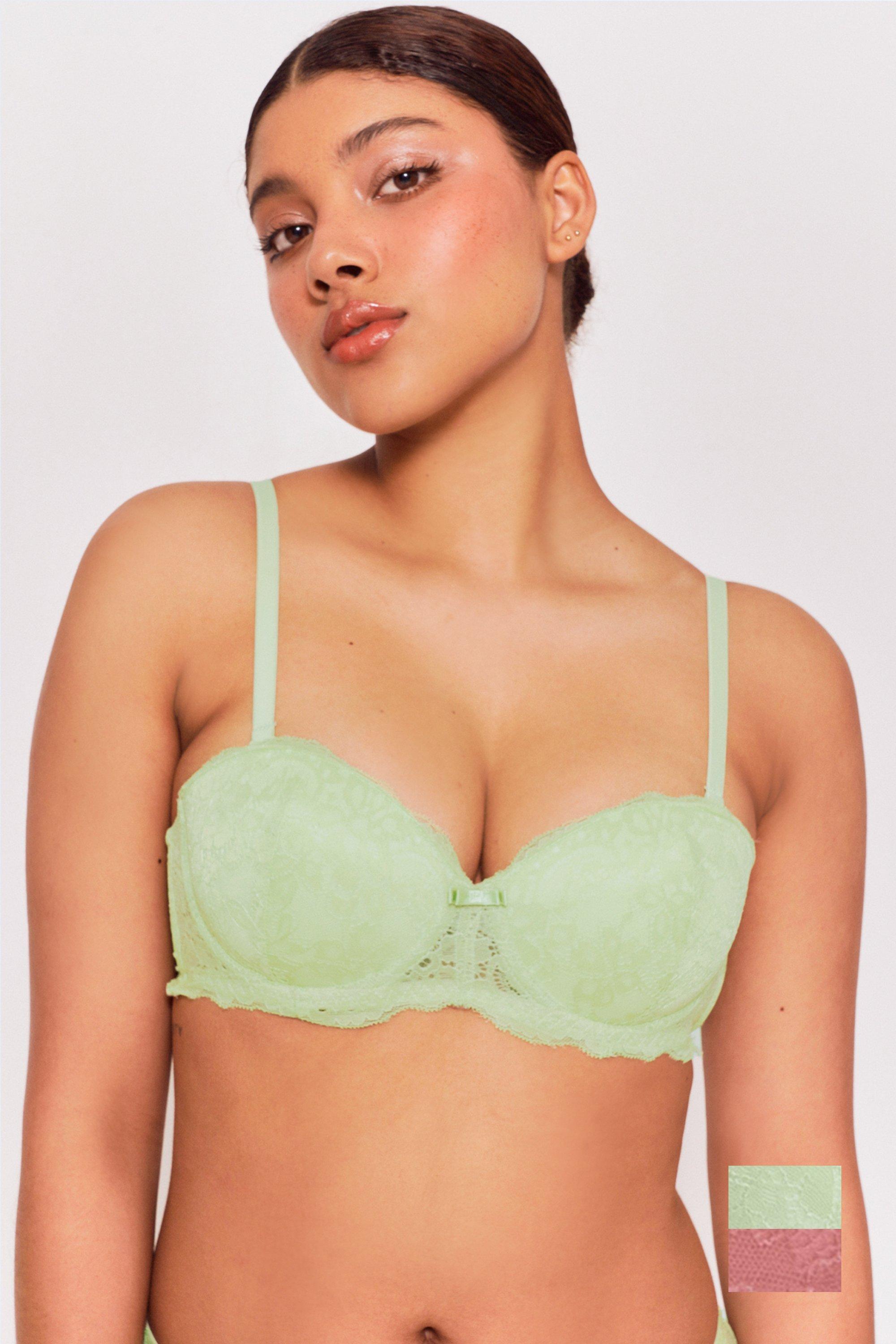 Lightgreen swimsuit from two pieces with balconette bra push-up