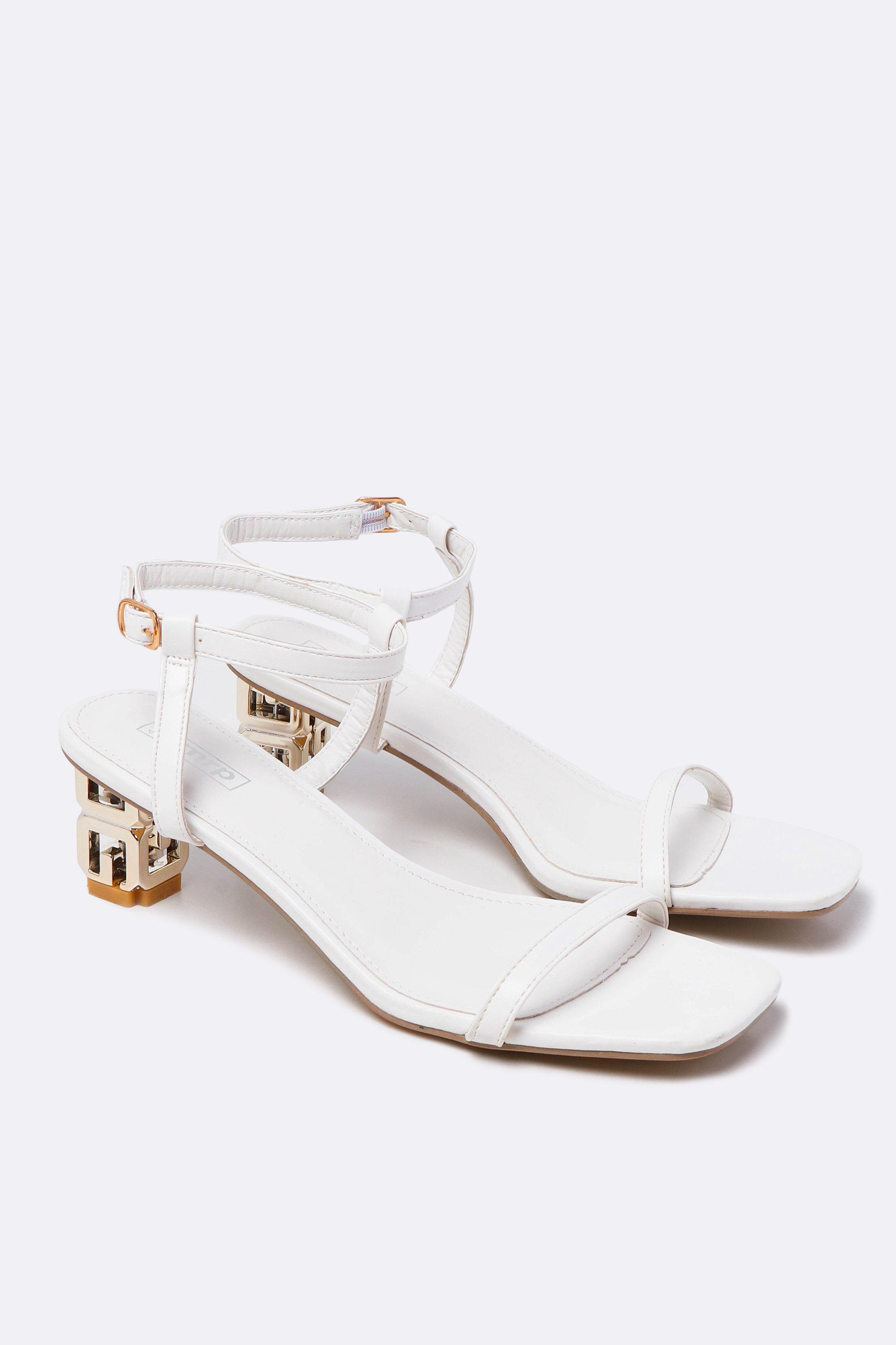 strappy mid block heel