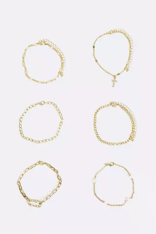 6 Pack Gold Plated Bracelet