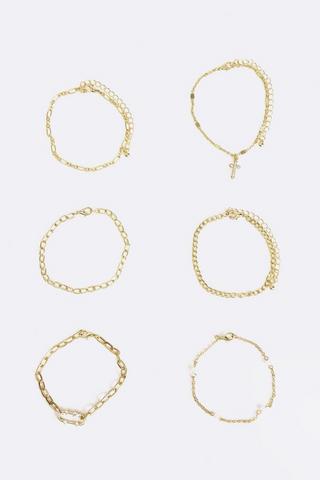 6 Pack Gold Plated Bracelet