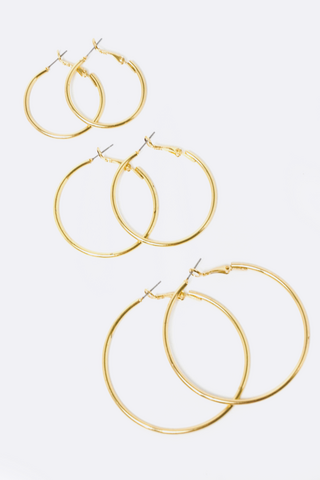 3 Pack Hoop Earrings