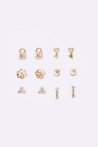 6 Pack Gold Plated Earrings